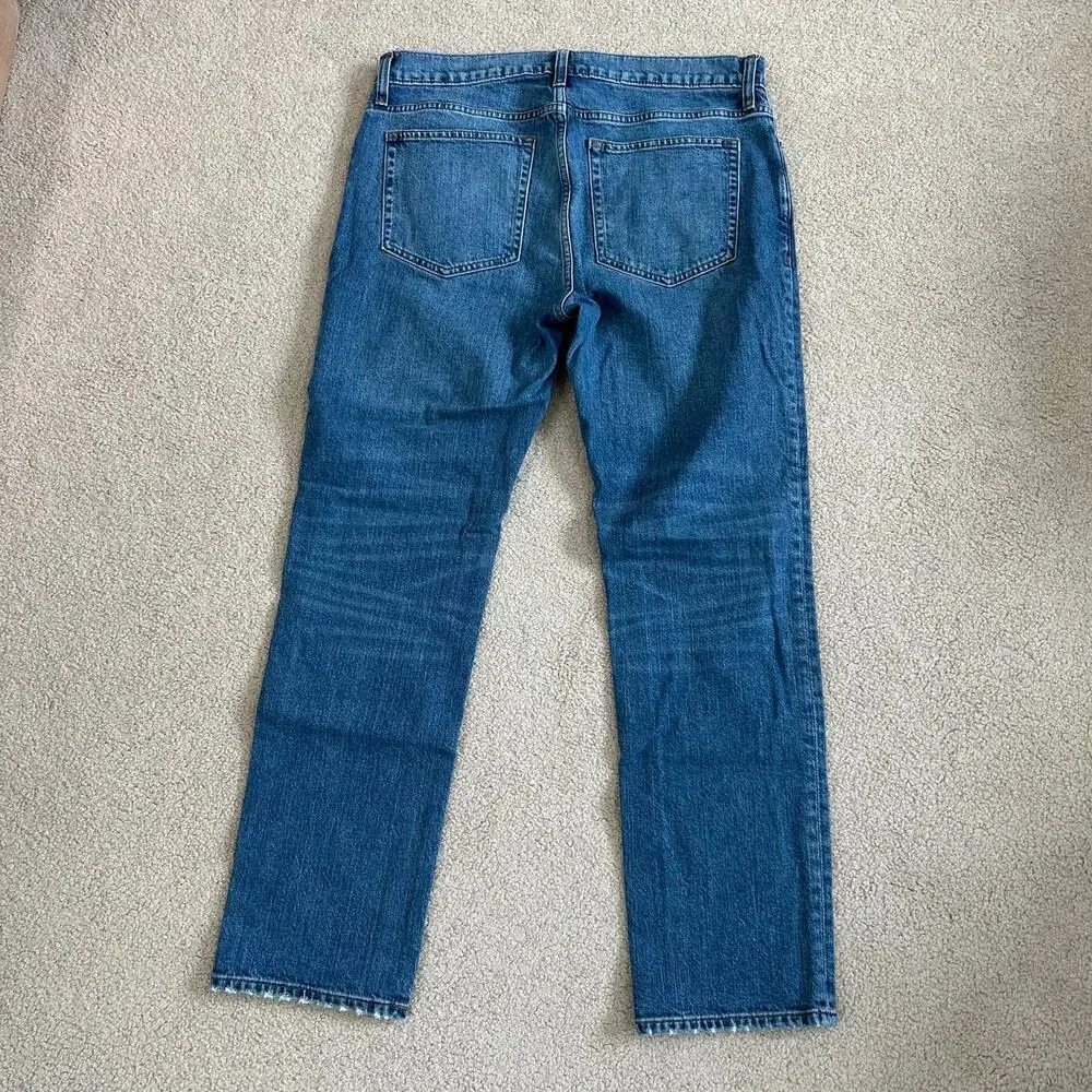 J. Crew Flex Classic Straight Leg Jeans Mdium Wash Blue Denim Mens Size W33 L 30